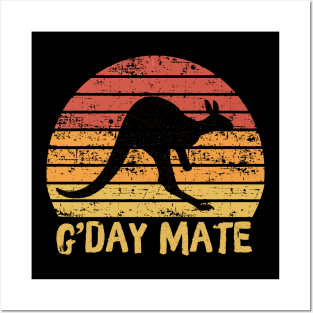 G'day Mate Retro Kangaroo Posters and Art